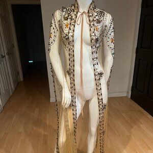 EMBELLISHED SHEER LONG SLEEVE BEADED CAPE SIZE S SMALL